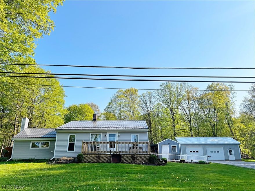 Quaint 2 bedroom 1 bathroom house on 24+ acres in Berkshire School District. Remodeled throughout.  Spacious Kitchen, Living Room and First Floor Laundry. Back paver patio with sandstones leading to a Outbuilding with a Lean-Too Entertainment Area and the 2 Car Detached Garage. All buildings have Metal Roofing. Many updates over the past 10 years. Stocked Pond. Paved Driveway.
