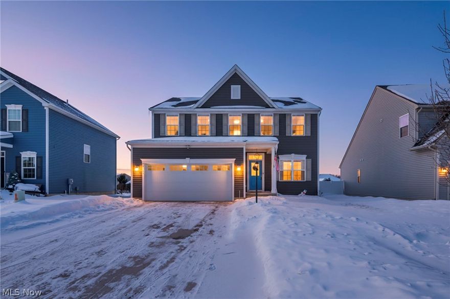 Exceptional newer upgraded colonial offered at an affordable price & situated on a quiet street in desirable Winfield Farms! Built in 2020 and available for quick occupancy as the owner is being transferred, move-in ready home delivers the open-concept design today’s buyers demand along with outstanding outdoor living. Fully fenced backyard features a magnificent massive covered stamped concrete patio—ideal for summer relaxing and effortless entertaining. Step inside and fall in love with the light-filled, open layout w/9ft 1st floor ceilings. Stunning kitchen showcases a 10-foot granite chef’s island that flows seamlessly into the dining area and spacious family room, creating the perfect setting for gatherings. Stainless steel appliances, upgraded 42" cabinetry, plus highly sought-after large pantry enhance both beauty and functionality. Bright front flex room w/abundant windows offers the perfect space for a home office/media room. Conveniently located off the kitchen hallway are a half bath and direct access to the oversized two-car garage. Upstairs, you’ll find four generously sized bedrooms plus a second-floor laundry room w/washer/dryer included. Impressive owner’s suite features a huge walk-in closet & upgraded private bath w/dual sinks. Three additional bedrooms are spacious and comfortable, along with a full hall bath.Full open basement provides excellent potential for additional living space, recreation, storage. Located near shopping, dining, and community amenities including a pool, this exceptional home truly has it all. Move right in and enjoy!