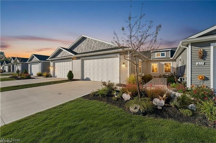 Welcome to this beautiful 2 year old home in the desirable Landings at Ridgewater Community! Step into style and comfort with this stunning home designed for easy one-floor living and boasting many upgrades.  The beautiful open concept chefs kitchen is perfect for everyday living or entertaining, and features quartz countertops, stainless steel appliances, upgraded gas range, a large breakfast bar and pantry for extra storage.  The kitchen flows seamlessly into the dining and living areas with soaring vaulted ceilings, and luxury vinyl plank flooring which continues throughout the entire home.  The spacious master suite is filled with natural sunlight from an oversized window, and features a large walk in closet and en-suite bath with quartz counter top and walk in shower for easy access.  This master is the perfect spot to unwind at the end of the day.  The second bedroom, is ample sized and could be used for a guest room, office, craft room or man cave.  A second full bath is just steps from the guest room.  Dedicated laundry room with utility sink and a gas line installed for dryer.  Insulated and heated this spacious 2 car garage has plenty or room for parking, storage or even a workbench.  Refrigerator in garage to remain.  Enjoy outdoor living on the oversized 12 x 16 patio complete with hardtop pergola with screened netting and curtains.  Whether you are hosting a summer cookout or savoring quiet mornings with coffee, this inviting space makes outdoor living effortless and enjoyable.  A top of the line Generac whole house generator provides peace of mind during power outages.  Enjoy maintenance free living with the HOA taking care of landscaping and snow removal.  Don't miss this opportunity to own a like-new, move-in ready home in a fantastic location, priced below appraised value.