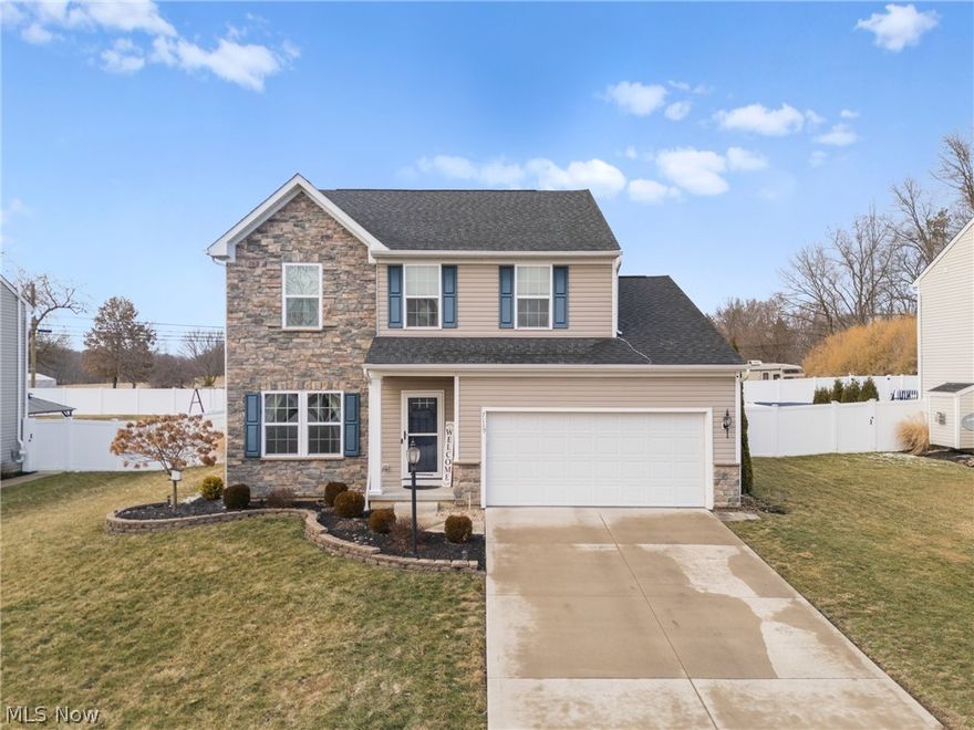 WOW! You do not want to miss this gorgeous home in Perry Local School District! Recently built in 2016 this 2 story colonial really has it all. As you enter the front door you are greeted by the formal sitting area that could double as an additional living area. Make your way through the hall to find the spacious open-concept eat-in kitchen and living room. The kitchen is complete with granite countertops, stainless steel appliances, and a pantry. Off the back of the kitchen is a designated dining area with vaulted ceilings, plenty of windows, and a door that leads to the fully fenced in backyard. Rounding out the first floor is a half bathroom, first floor laundry, and access to the full-sized 2 car garage. Head upstairs to find 2 bedrooms, a full bathroom, spacious loft, and a beautiful primary bedroom with ample closet space and a private full bathroom. If the more than 2,100 square feet of above ground living space is not enough, head downstairs to find another large finished living space that includes a space plumbed and ready for another bathroom and plenty of room for additional storage. Call today to schedule your private showing!