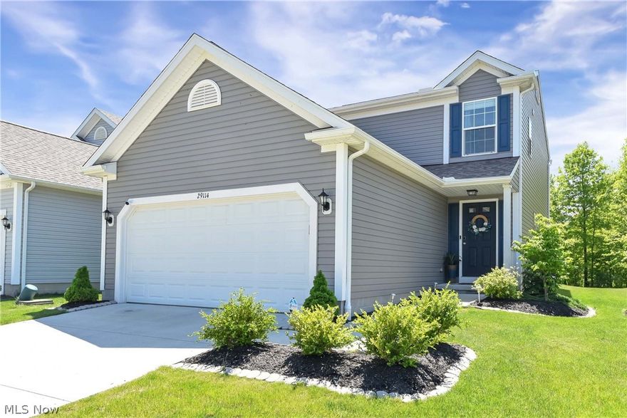 Gorgeous colonial home located in Olmsted Township, within the new Pembrooke community. This home is seconds away from the highway making your travels anywhere convenient. The main level features a large eat-in kitchen, complete with granite countertops, white cabinets, new appliances, and a spacious sitting area. With this open-concept, the kitchen overlooks the dining room, great room and sunroom. The great room is very roomy and includes a beautiful brick, gas fireplace. The sunroom lets in a ton of natural light and is perfect for and office or sitting room. The main floor is rounded out with a conveniently located powder room. As you move upstairs, you will find 3 bedrooms and 2 full bathrooms. The master bedroom has vaulted ceilings, an attached ensuite, and a massive walk-in closet. The other 2 bedrooms are great sizes. This home is complete with 3 bedrooms, 2 baths and an attached garage. It has been beautifully maintained and updated with neutral colors, perfect for making it your own! It also has solar panels on the back of the house that cannot be seen, except from a distance, so the new owner will enjoy minimal and even zero-balance electric bills throughout the year!