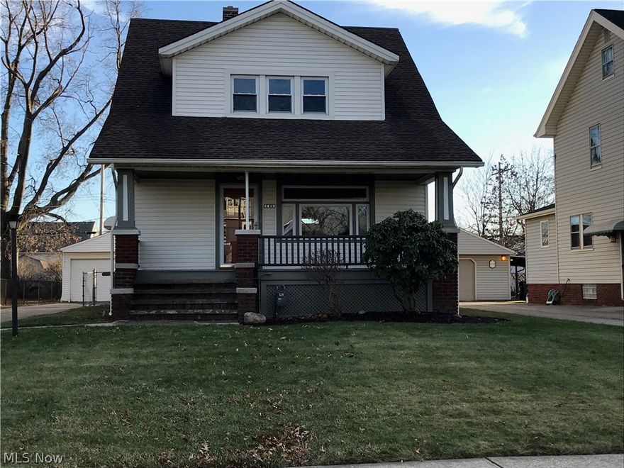 This wonderful Parma colonial has character, with modern touches where needed. It is ready for the new owner to move right in. It features beautiful stained built-in cabinetry in the dining room and front room with leaded glass doors. It also features a modernized spacious kitchen with new cabinets, granite countertops, and all new stainless steel appliances. The upstairs bathroom features a new tub and surround along with a new sink and vanity and plenty of closet space. In the back bedroom, you can walk out onto the balcony and view your spacious backyard. All three bedrooms have ceiling fans and plenty of closet space. Your basement includes a finished rec room, a bathroom, and a shower stall. The rest of the basement is clean with ample amount of storage space. You may choose to sit out front on a glider or rocker on your farmers porch.  In your large backyard, you can sit on the stamped concrete patio or venture further back to the stone patio where you will get the feeling of sit