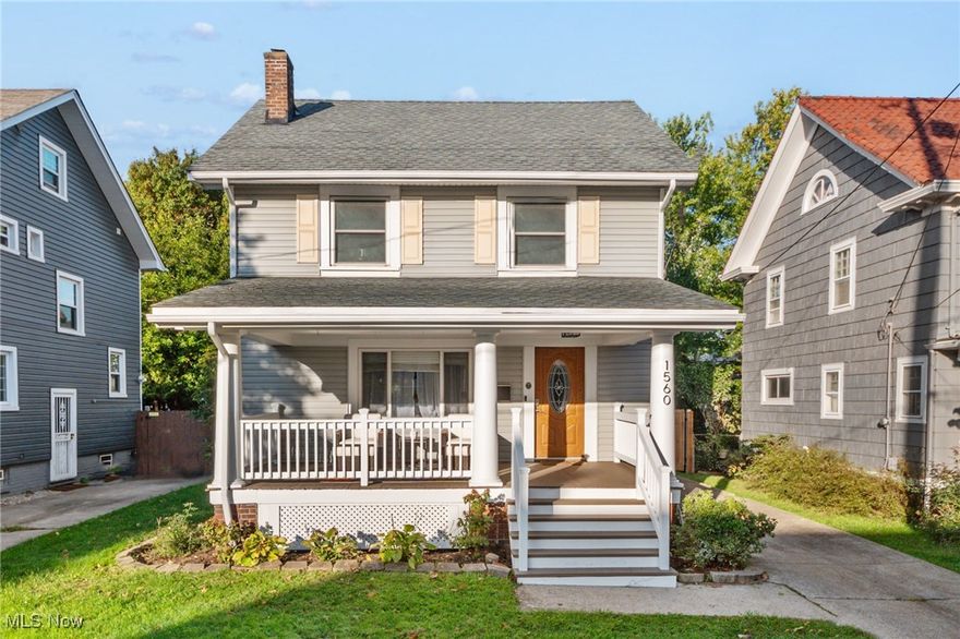 Classic west-end colonial in Lakewood close to all of the hot spots! This beautifully maintained home features a welcoming front porch and a very open layout including three bedrooms, one bathroom and a third floor attic! Inside you will find hardwood floors, arched entries, crown molding, built-ins, a beautiful brick fireplace and a warm updated kitchen with ample cabinets & granite counters!  Updates include privacy fence 2024, porch railings & front steps 2024, chimney 2024, tuckpointing 2024, concrete back patio 2023 & much more. This is a smart home featuring a nest doorbell, thermostat, smoke alarms & Aquasana full-house water filtration system!  Ideal street is in close proximity to Brewellas, restaurants including Lakewood Truck Park & Madison Park! Come experience the Lakewood lifestyle you have been waiting for.