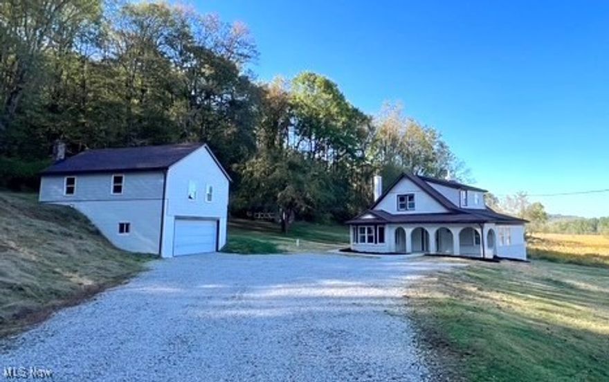 Cottage style secluded country getaway on 5.05 acres. This property is located right on the edge of town in a perfect country location. It has been completely remodeled and is ready for new owners. There are 3 bedrooms, 2 1/2 baths, a 1st floor laundry room, and several outbuildings perfect to start your very own mini farm. The first-floor master suite is unique with a rounded wall full of windows with panoramic views of the valley. There is also a private bath and walk in closet. The new custom kitchen has lots of cabinetry and a dining area with a rounded wall with windows that let in so much natural light. This home has so much charm and character with arched columns on the front porch and a side cement patio area. There is a 20x28 two story 2 car garage, a 24x32 barn, a 16x18 and 16x20 outbuilding. There is a brand new well and septic system, all new windows and doors, new siding, a brand-new kitchen and baths, all new plumbing and electrical, new flooring and fixtures throughout, and a brand-new forced air furnace with a heat pump. Immediate possession is available.