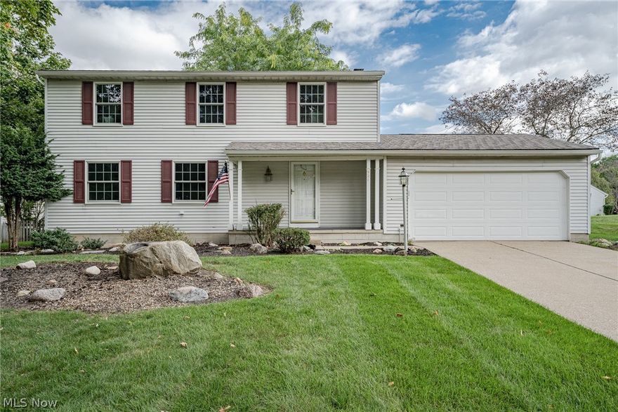 Great opportunity for a lovely colonial on a quiet tree-lined street in Medina! This charming home features 4 bedrooms, 2.5 bathrooms, updated flooring, fresh paint throughout, a tranquil back yard, and more! The front door opens into a welcoming foyer with the family room straight ahead and the living room to your left. The living room features updated LVT flooring that flows throughout the first floor. The formal dining room connects the living room to the kitchen. Here you will find a full complement of newer appliances, updated light fixtures, and updated hardware. The family room boasts a brick, wood-burning fireplace and sliding doors to the back deck. A half bath and coat closet off of the foyer complete the first floor. Upstairs, there are 4 large bedrooms, all with fresh carpeting! The owner's suite includes a spacious bedroom with a large closet and an ensuite full bath! A second updated full bath completes the second floor. The lower level features a very spacious rec room,