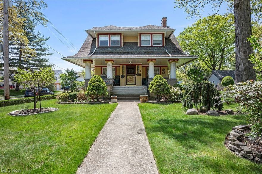 Very Charming Colonial Loaded With Character .... Huge Inviting Front Porch with Impressive Columns plus a Covered Rear Porch Too .... Beautiful Natural Woodwork, Crown Moldings , Beam Ceilings and 12'' Oak Baseboards .... Spacious Living Room with Cozy Fireplace and Lots of Windows .... 15' Formal Dining Room .... Eat-in Kitchen with Appliances .... 3 Very Large Bedrooms .... Many Newer White Vinyl Windows .... Basement was Waterproofed with New Exterior Drains About 15 Years Ago and Newer Concrete Basement Floor .... Direct Walk-out Basement To Rear Yard .... Two Car Garage .... Glass Block Basement Windows .... Adjacent Vacant Lot 50' x 143' also Available (See MLS # 4455387) .... Location ....  Location ....  Location.