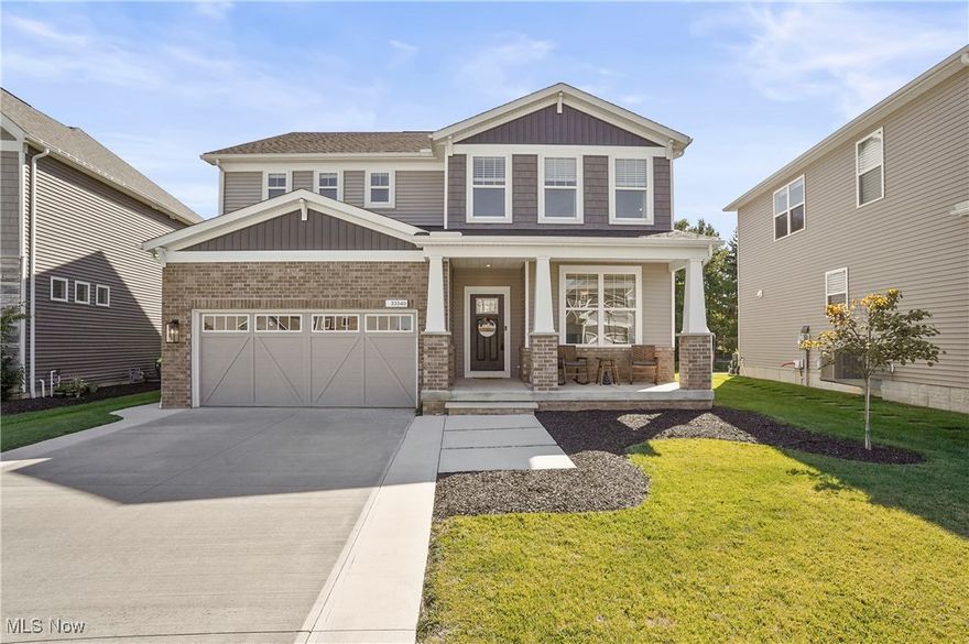 Welcome home to this stunning, four-bedroom, two and half bath home! Open floor plan boasts vinyl flooring throughout, possible first floor bonus room could be 5th bedroom, upgraded first floor bath with option to add shower. Bright, great room open to the dining area, and the chef's kitchen offering all new custom Amish solid wood soft close cabinets, Cambria quartz countertops, under cabinet lights, full height backsplash, touch faucet, pull out spice racks, vent hood, large walk-in pantry, built in microwave. Large island with seating for up to four. Recessed lights throughout with dimmers. Mudroom with family planning center and shoe storage. Upstairs you will find a loft area, laundry room, four bedrooms with walk in closets and ceiling fans. Gorgeous master suite has an attached office or sitting area, upgraded vanity, counters, sink, faucet and glass shower door, his and hers walk in closets. Full unfinished basement. Plenty of storage. Backyard with patio where you can sit out and enjoy the treed view or entertain. Two car attached garage with bump out for workshop. 76G Hot water tank. Convenient to parks, the lake, restaurants and shopping. Full access to all of the amenities of Waterside Crossings including the community pool, tennis courts, walking trails and so much more! Nothing to do but move in! Precious memories begin today!