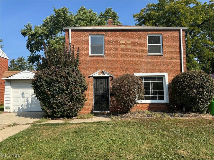 Welcome to 21371 Priday Avenue! This Euclid colonial is conveniently located just steps from parks, the library, dining, and quick highway access. Step inside to a bright living room with hardwoods, making your way into an eat-in kitchen with charming built-ins. A utility room offers access to the attached garage, as well as laundry hook-ups and a half bath. Upstairs, discover three generous bedrooms, sharing a full bathroom. Nice large backyard