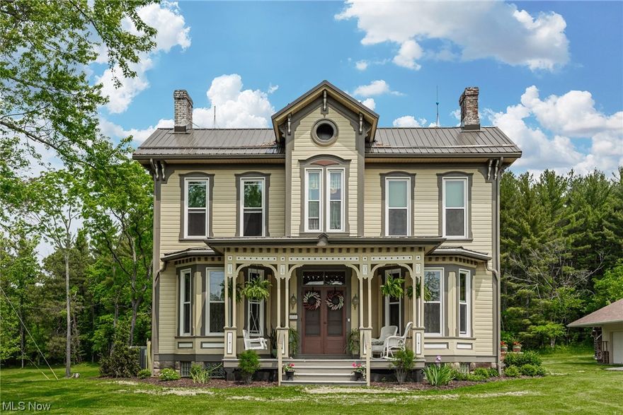 This is a beautifully renovated Victorian-style home situated on 3.58 acres of land with a pond. Located in East Muskingum schools. The house features updated kitchens and bathrooms, including a large primary bedroom with a walk-in closet and primary bathroom. There is a large open kitchen/dining room to entertain in that leads out to the back deck. The house has composite decking at the back with a gazebo to sit and enjoy nature! First floor half bath and laundry combination. Large and clean basement for all your storage needs. The plumbing, electric, and insulation have all been updated to provide a comfortable and efficient living experience. There is a detached garage with a workshop for your convenience.