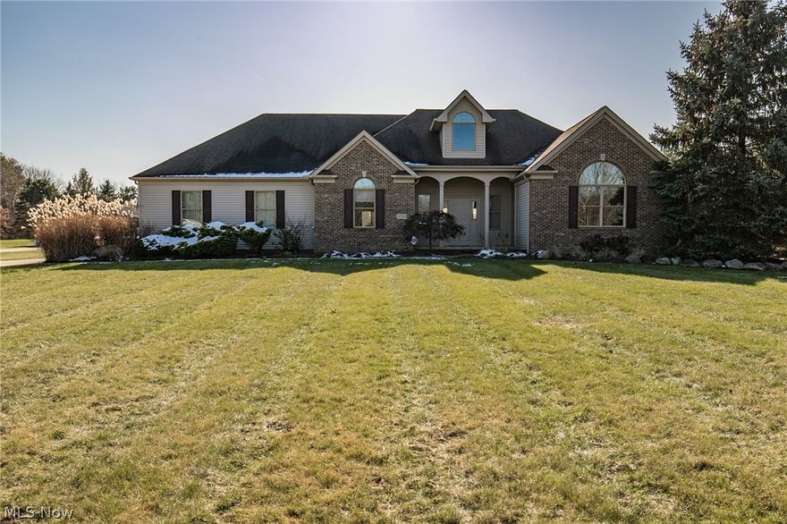 Custom built, 3 bedroom, 2.5 bath Ranch nestled on 1.38 acres w/ a private, fenced in backyard! This well designed home showcases an open concept floor plan, private split bedroom design, oversized 2 car side load garage & amazing fenced-in backyard w/ Trex deck & heated gazebo to enjoy! Inviting 2 story foyer opens to the vaulted family room w/ a stone, 3-sided gas fireplace, shared by the eat-in kitchen. The well appointed kitchen is equipped with new kitchen appliances(2017), sprawling breakfast bar, walk-in-pantry, bright dining area w/ skylights, ample cabinetry w/ under mount lighting & plenty of prep space. Formal gatherings can be held in the dining room w/ cathedral ceiling. Double doors open to the master retreat w/ en-suite bath w/ double vanities, corner soaking tub, walk-in closet & access out to the back Trex deck & gazebo w/ gas-country stove fireplace! The 2nd bedroom also has access to the private deck & a large Jack & Jill bath w/ large walk-in closet. The 3rd bedroom