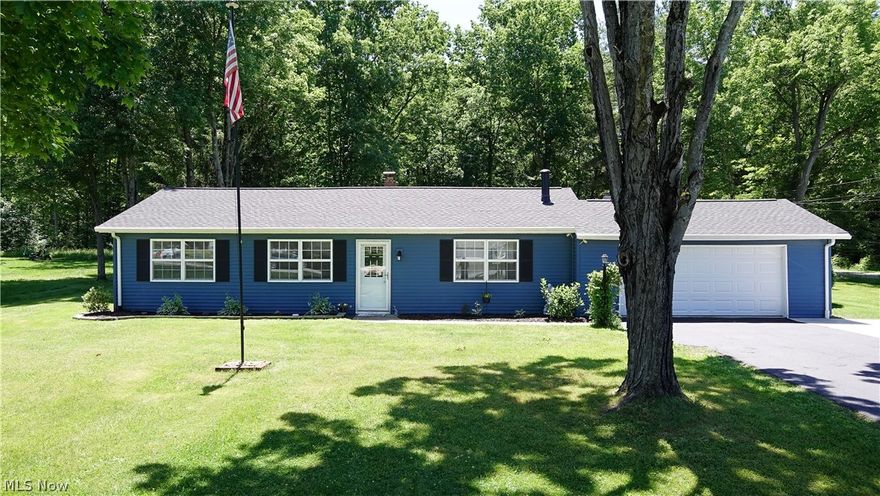 Totally updated and gorgeous ranch home on over one acre of land on a quite country street with no HOA.   This 3-bedroom 2 full bath ranch has a newly updated kitchen and bathrooms (2020) It also has a newer roof (2022) siding, windows, flooring electrical, furnace and AC (2020) garage door and opener.  There is a large first floor master with updated master bathroom.  The updated kitchen has beautiful granite countertops, newer white cabinets, white tile backsplash, newer appliances and lighting.  Next to the kitchen is a built-in bar area with newer, granite countertops, cabinets and shelving.  The spacious living room has built in cabinets around the fireplace and French doors to the back yard patio.  The home also has a dining room with wood accent wall and wood burning stove.  There is also a mud room off the garage.  
Set up an appointment today before its gone!