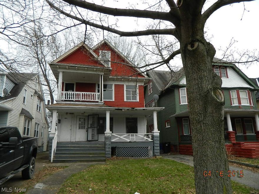 Spacious two family, 3 bedrooms each unit, Porch Up & Down, New roof in 2005. Great investment property in the Glenville area. Needs renovations, sold as is.