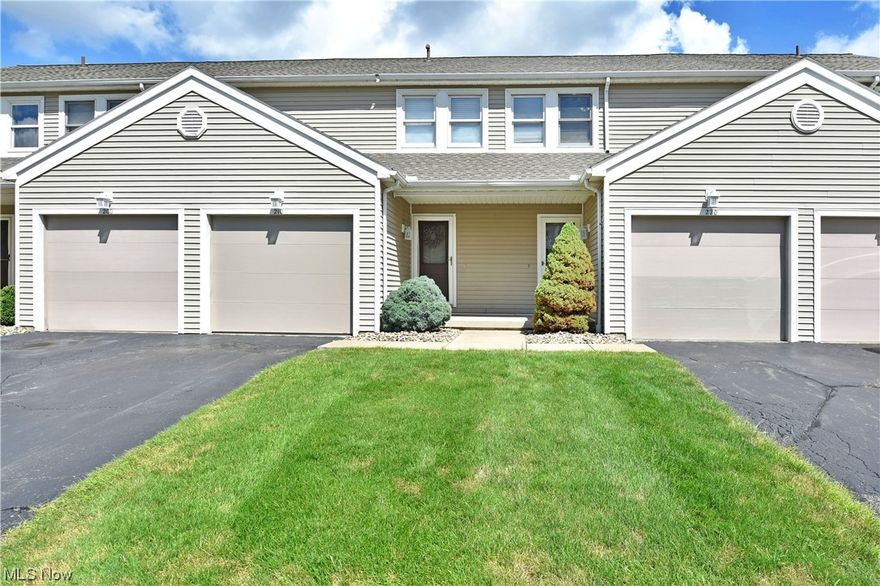 Beautifully presented and instantly welcoming with its three floors of finished living space, you won’t want to miss this fantastic Howland residence! Nestled quietly into a desirable local condominium neighborhood, these condo styled units put you just minutes from prime attractions and easy highway access. This featured home puts you close to the relaxing swimming pool, making summer fun just a short walk away. An attached single car garage is included while a covered front entrance brings you inside to find a tiled foyer. Nearby, a cozy half bath shares the inside wall with hidden first floor laundry. The delightful updated kitchen looks on, revealing its stone-look countertops and a stylish tiled backsplash. Cherry colored flooring fills the great room, continuing past casual dining before reaching a lovely gas fireplace. Sliding glass doors illuminate the room with plenty of natural light as the carpeted staircase rises to the second-floor bedrooms. Here, a pair of brightly colored rooms bring sculpted ceilings and large closets as they surround a tastefully updated full bath with its stepped soaking tub. At the basement level, a finished family room includes a second half bath and hidden utility access. Don't miss this wonderful opportunity!