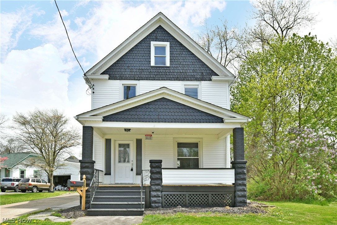 Welcome home to this recently renovated Niles residence, boasting two floors of beautifully updated living space plus a bonus loft! With stunning good looks inside and out, it’s easy to fall in love with the Cape Cod styling, beginning with its high contrast exterior color and relaxing covered porch. A cement drive continues to find a detached two car garage that overlooks the lush backyard. The decorative entry door leads you inside to find an illustrious foyer. Tall pillars separate the nearby living room as tall windows spill sunlight across the hardwood styled floor. Soothing gray and white colors continue into the kitchen where they pair with warm wood cabinets and a large center island sharing the polished stone countertops. A fantastic, oversized shelf window easily lights the room as it sets a scenic tone as you enjoy each passing season. Around the corner, formal dining space presides under bespoke lighting while first floor laundry joins a half bath. Upstairs, three carpeted bedrooms line the hall with multiple windows and personal closet space. They join an oversized full bath with lovely, tiled shower and sleek dual vanity. The third-floor loft space is wood trimmed for easy finish work, dry storage or rec space. Utilities are found at the basement level as well. Call today to make 405 Ward your new home.