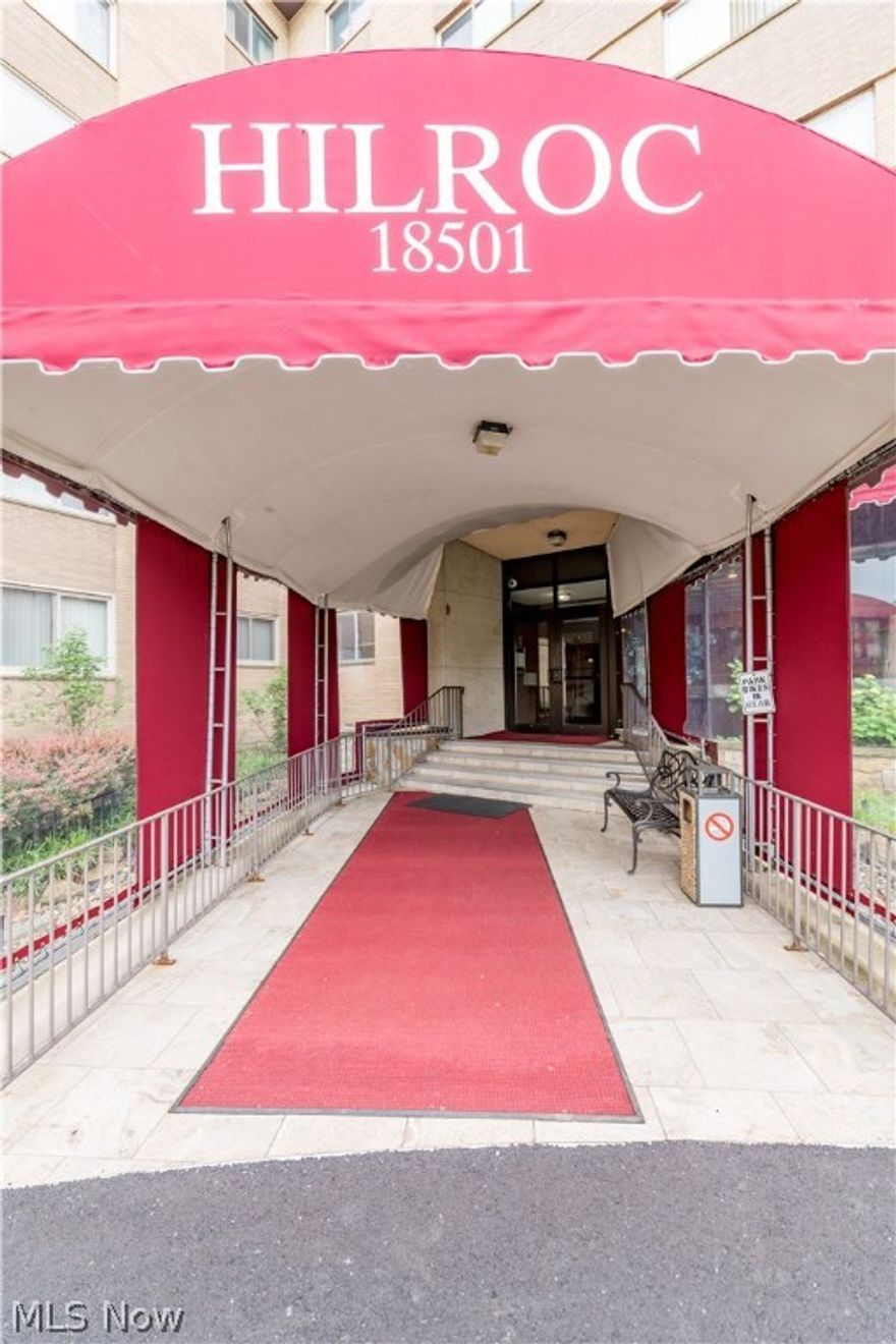 GREAT LOCATION!! Maintenance free living at the Hilroc! Enjoy corner unit overlooking the Rocky River Metroparks & pool!  This 3 bedroom, 2 bath condo was professionally painted throughout in May 2018. Full bath in the master suite. Take in the gorgeous views and sounds of nature from the private access balcony overlooking the valley.  This condo boasts a large, open floor plan with great space to move around in. The moment you step into Hilroc you will notice the inviting lobby, thoughtfully decorated common areas, and many other amenities such as on the site book exchange/library, secure indoor mailroom, no charge laundry rooms on each floor, well planned landscaping, in ground pool, on-site fitness center, car wash facility, banquet party room with kitchen available for resident use, secure storage locker in basement, picnic area for summertime enjoyment & outdoor grills. Includes (2) Deeded garage spaces ! Conveniently located near I-90, I-71, downtown, Hopkins Airport, western suburbs, hospitals, Metroparks, shopping, restaurants, malls and so much more! Hurry this one will not last!