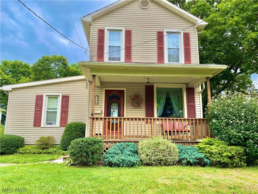 Lovely two story home on double lot! Featuring three bedrooms, including master bedroom on main floor with large walk-in closet . Two additional bedrooms on second floor are large and both have great closet space. This home has been immaculately cared for. The original part of the home has a slate roof which has been restored along with the chimney. A spacious eat in kitchen looks out over the back yard and offers a mud room. The current family room, could be used as a formal dining room, as this home also has a large formal living room. With 9' ceilings and perfect condition crown molding this home has a great feel to it. A neat and tidy bath is situated at the base of the stairs on the main floor, and has easy access to the water lines in the bath tub. Large closets throughout this home offer ideal space for relocating the laundry to the main floor master bedroom. Outside enjoy a covered front and back porch, three car garage and beautiful yard.