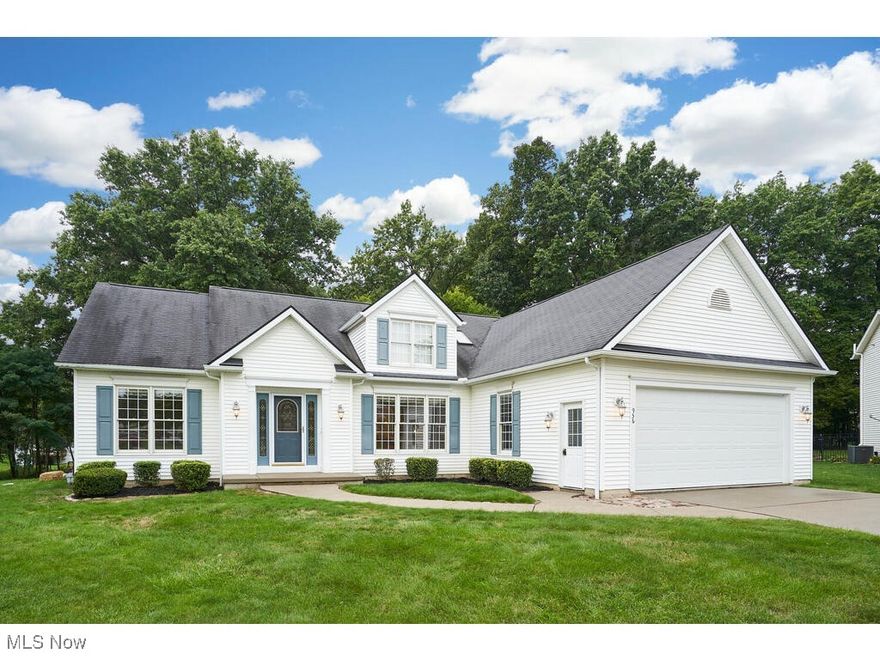 Stately one-owner 3BR 3BA ranch at the end of a cul-de-sac in Cuyahoga Falls! Built as the development show pony about 20 years ago, this home is full of features the neighbors just don’t have...like refinished hardwood floors (’24), 6-panel solid wood doors, min 9’ ceilings throughout (including basement), bullnose corner beads, and wood weather shield windows. Floorplan features a formal dining room, great room w/ 11’ ceilings & skylights, eat-in kitchen w/ SS appliances (’24), oak cabinets, and slider to backyard, private master suite w/ 10’ ceiling, skylights, WIC & spacious bath, 2 add’l bedrooms & guest bath, laundry room (add’l hookups in basement), partially finished basement with full bath, oversized 24’ wide garage w/ 18’x8’ door. You’ll notice some of the home doesn’t have flooring installed…sellers have left that a blank slate for you to pick your favorite floors…instead of paying for ones they pick! Plus its been freshly painted (’24) and has a newer hot h20 (’23). Conveniently located less than a 5-min drive to Rt. 8 / Front St and downtown Cuyahoga Falls, and only a half mile from Tallmadge circle.