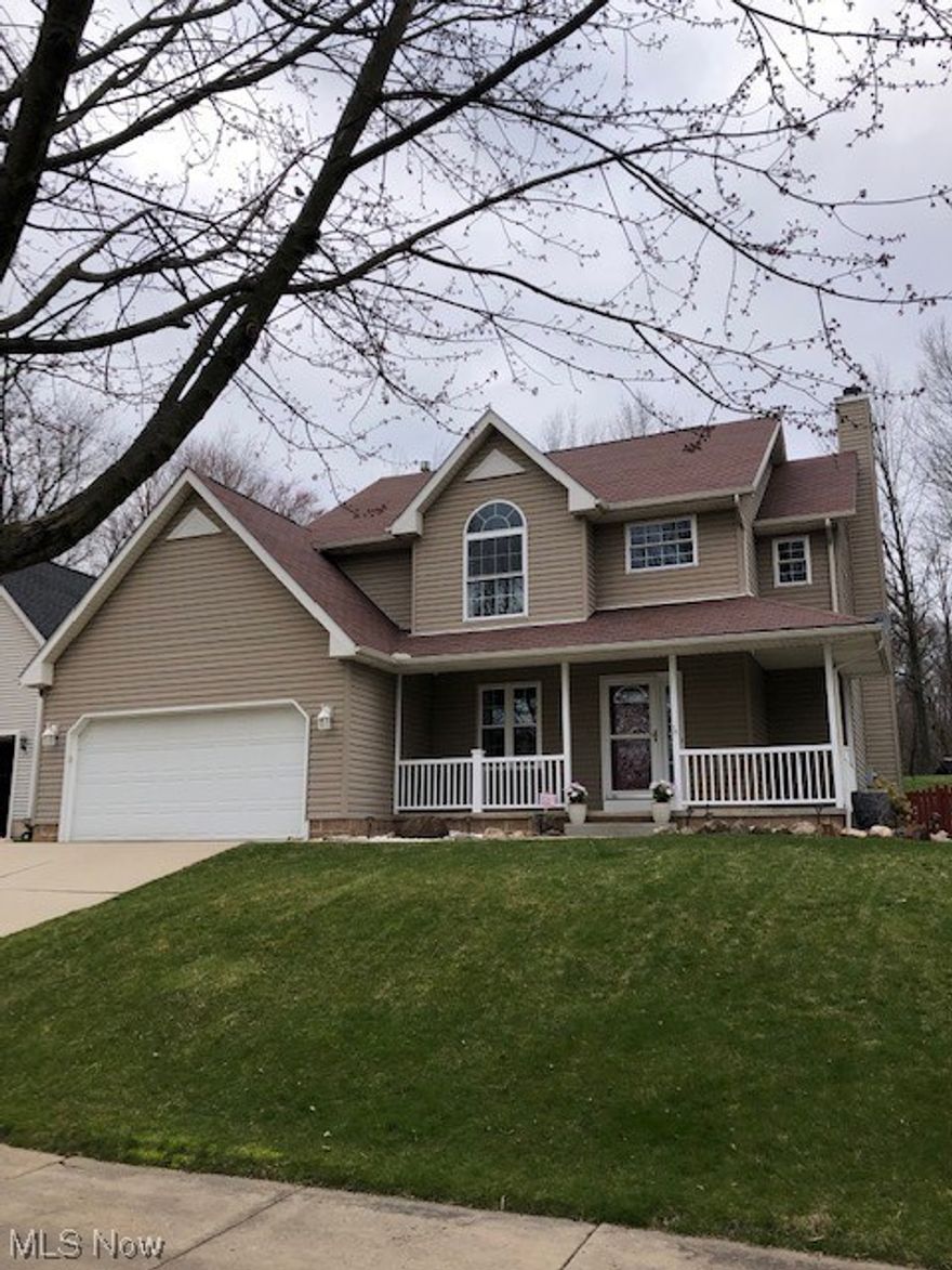 This well maintained home welcomes you in from the open front porch to the two story foyer that flows into the formal dining room. The great room has a wood burning fireplace and three windows overlooking the fenced back yard. The kitchen features an island, stainless steel appliances and ceramic tile backsplash. The eating area has a sliding glass door to the deck that overlooks the stone waterfall and pond. First floor laundry room with washer and dryer that stay. Half bath with pedestal sink. The primary bedroom has a tray ceiling, 3 windows and double closets. Primary bathroom with double sinks, whirlpool soaking tub and separate shower. 3 additional nice size bedrooms. One of the bedrooms has a vaulted ceiling with large circular window that overlooks the front yard. This tech savvy home has outdoor security cameras. Call today to schedule your appointment to see this immaculate home.