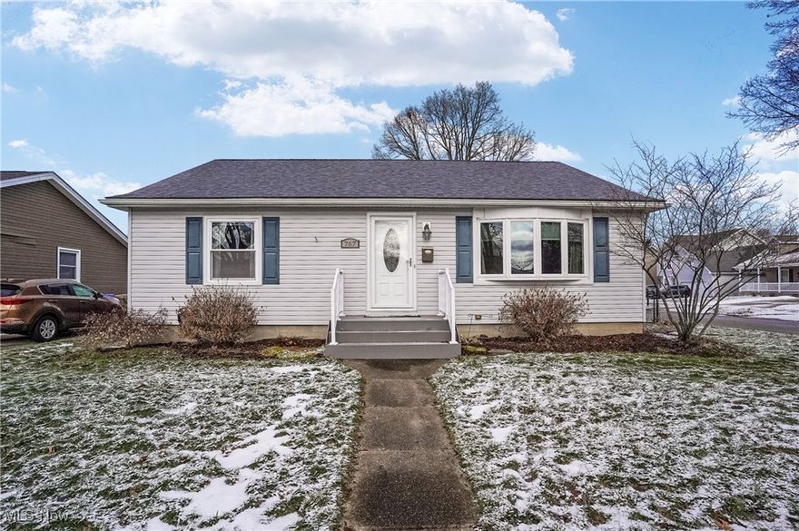 Welcome home to this  beautiful 3 bedroom ranch situated in a desirable Cuyahoga Falls neighborhood that has been extensively updated and  maintained with excellence. This home is neat and tidy and fresh and clean throughout! The living room is extra large with a bay window and beautiful hardwood floors that continue throughout the first floor bedrooms. All rooms are freshly painted and there's a new vanity in the bathroom. The bright and cheerful kitchen has newer cabinets, counters, flooring, appliances and more. The finished basement offers a huge rec room, a laundry room, a work out room , a play area plus a bathroom. Stepping out the back door you'll find a great place to enjoy the outdoors with the 415 sq ft stamped patio, fenced yard, double wide new concrete driveway and garage. This house is practically perfect with these additional updates: roof, siding, furnace, AC, water heater, exterior doors, updated landscaping and a new front porch. This home wins  the prize for most  outstanding condition! Call today!
