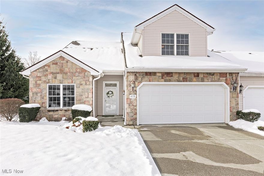 Welcome to this beautifully designed end-unit home in the desirable Stone Creek community of Mayfield Heights, This home offers a spacious, open floor plan ideal for both everyday living and entertaining. The main level features a first-floor primary suite, along with an additional first-floor bedroom/office, providing flexibility for work-from-home, guests, or multi-generational living. A bright family room, living room, and open kitchen flow seamlessly together, creating a warm and inviting atmosphere. Upstairs, you’ll find a versatile loft area, an additional bedroom, full bath, and a large storage room, offering plenty of space for hobbies, guests, or future needs. Access to private patio off dining room & primary suite, perfect for morning coffee or quiet evenings outdoors. The attached two-car garage adds everyday ease. The combining low-maintenance living, privacy, and thoughtful design, this Stone Creek home is a rare opportunity with space in all the right places! Hot water tank '22. A must see.