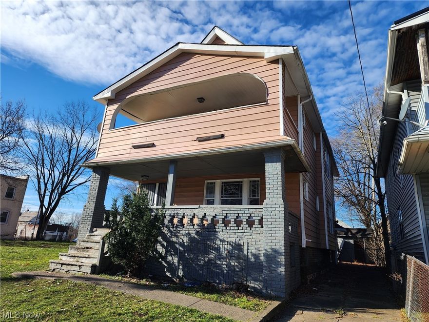 Large 2 family with 2 bedroom up and down each with 1 bath.  Units feature living room dinning room large eat in kitchen .   Fenced in yard off street parking garage on back of property.  Each unit has large porch.