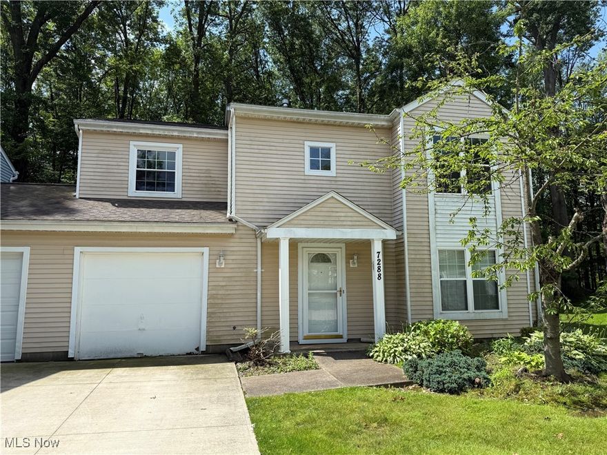 Welcome to this spacious 3 bedroom 1.5 bath condo ! Centrally located between CLE & AKR in the Courtyards of Woodbury, this beautiful home offers both maintenance free living & convenience. Upon entering you will note the abundance of natural light within this open floor plan.  The main level hosts a large living room open to dining room & galley kitchen.  All kitchen appliances will stay including washer & dryer. The laundry area & 1/2 bath are conveniently located off the kitchen where there is also access to the attached garage. The adjacent dining area is perfect for quiet dinners while relaxing & gazing upon the surrounding nature.  There is patio access of dining area perfect for the summer cookouts.  The second level hosts 3 large bedroom, a full bath & a ton of closet space.  Carpeting is new throughout, and with the neutral paint, it allows one to bring their imagination alive, putting creativity to work with one's own personal touch & making it home.  Conveniently located near shopping, dining, and entertainment options, this condo is the perfect place to call home.