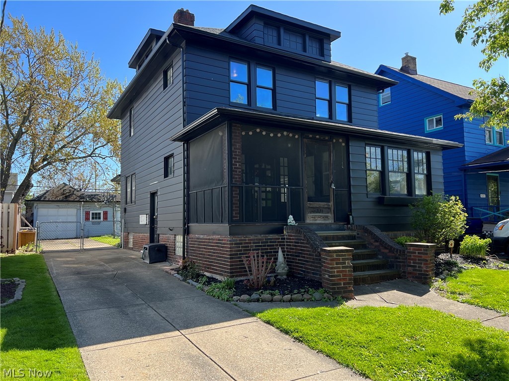 Welcome home to this charming colonial offering plenty space and character! Excellent curb appeal in a wonderful neighborhood. Conveniently located near freeways, schools, grocery stores, parks, shopping plazas, and so much more. As you enter, you'll be impressed by the open living and dining area. The living room includes a custom hand tiled fireplace. The living room also offers a bonus room perfect for an office, playroom, or yoga. New grey flooring throughout the first floor. The spacious kitchen opens to the dining room. All kitchen appliances are included. The half bath on the first floor has been refinished with new tile and fixtures. The grand stairwell and custom tiled steps further adds to the charm. The full bath on the second floor is stunning and tastefully designed with gold accents. Hexagon tile flooring, white subway tile wall, and a brown backsplash above the bathtub. New vanity and bathtub. Truly, a designer bathroom. All the bedrooms are nicely sized and include real hardwood floors. The enclosed screen porch is a great feature for the upcoming summer. However, feel free cool off inside with the central air. The furnace and central air has been properly maintenance. Brand new 5 inch aluminum seamless gutters were installed in 2024. Glass block windows in the basement for privacy and security. Sump pump system with newer pump. Deep driveway and fenced in yard. Freshly painted exterior. Schedule a visit to see for yourself.