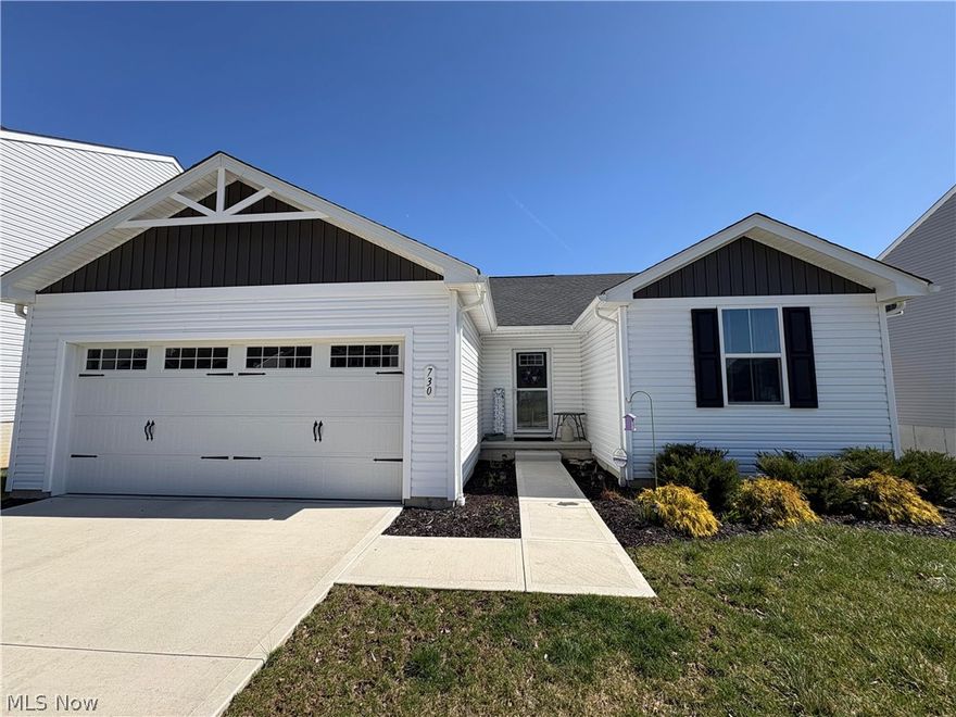 Beautiful newer 3 bedroom 2 full bath ranch. Spacious Eat-in-Kitchen with island and white cabinets. Opens to Great room. Master suite with Master bath and walk in closet. Two additional nice size bedrooms along with another full bath. First floor laundry room . Large spacious walk out basement plumbed for bath. If finished could provide 2600 square feet of space! 2 car garage. Home is only 2 years old. Must see and make it your own.