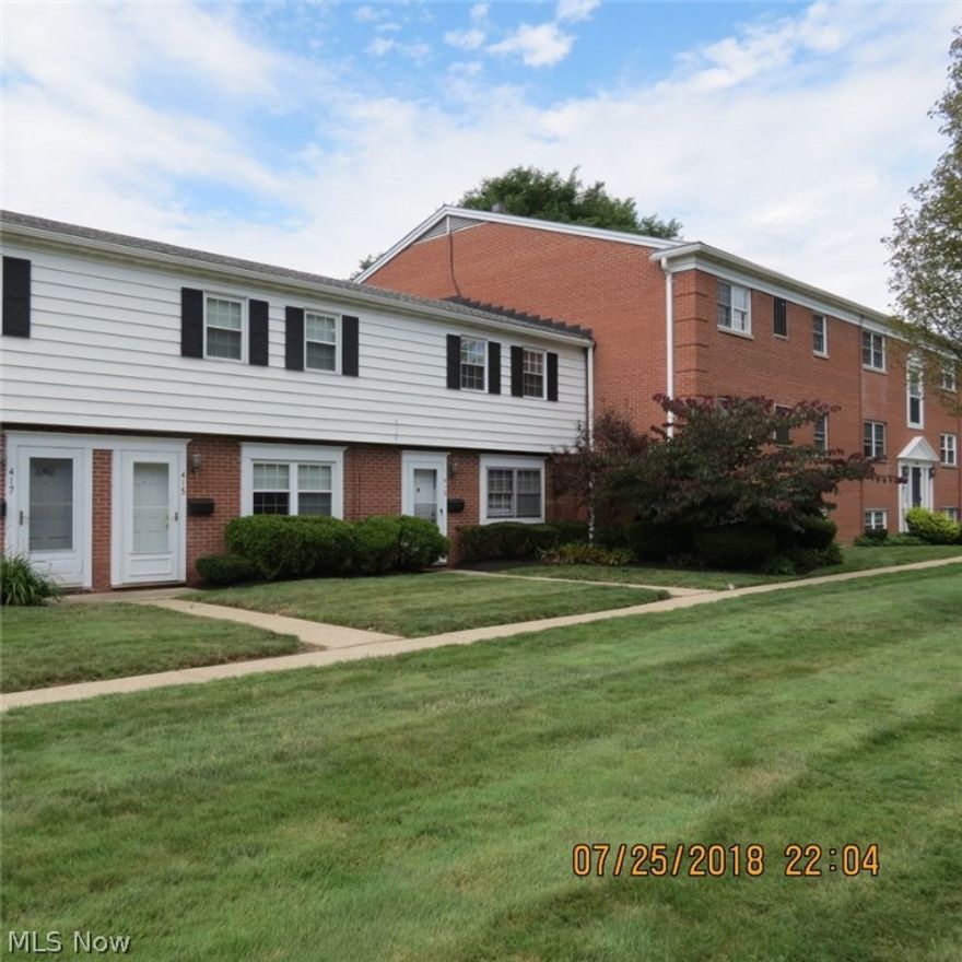 Nice & Clean , 2 bedroom Town house with over 1100 Sq. Feet, Easy Living , low maintenance, Ample size rooms, Large Living room , Eat in Kitchen, washer and dryer on the first floor, One car Detached Garage with opener, Plenty of parking , In Ground Pool, Play ground, close to Great Northern Mall, I 480 & I 90.. close to all amenities. E Z to Show , Move in condition.