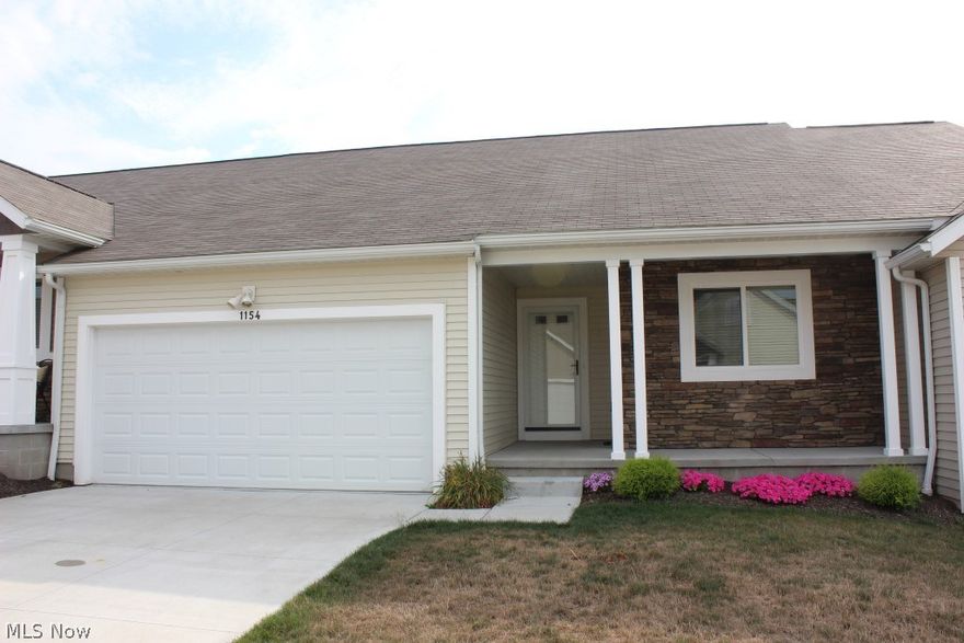 Lovely ranch condo, neutral decor throughout with 3 bedrooms, 3 bath, 1293SF plus 750SF (finished basement) built 2016, & fully applianced including washer & dryer (1st floor laundry)* Open floor plan* Great room with gas log fireplace* Kitchen with stainless appliances (range, refrig, dishwasher, microwave & disposal), tile back splash, & ceramic floor* Dining area with ceramic floor & slider to deck* 1st floor laundry with ceramic floor & additional cabinets* Spacious master bedroom, master bath, guest bedroom & bath complete the 1st floor* Lower level family room, 3rd bedroom & full bath* Plenty of storage & shelving in basement* 2 car attached garage* HOA fees $130/month (landscaping, snow removal, trash removal, reserve fund, property mgmt., assoc. insurance)* Excellent like new condition* Outstanding value!!!! Please note: seller purchased 6/2018, paid $190,000.00 & never moved in due to health situation* Immediate possession upon close.