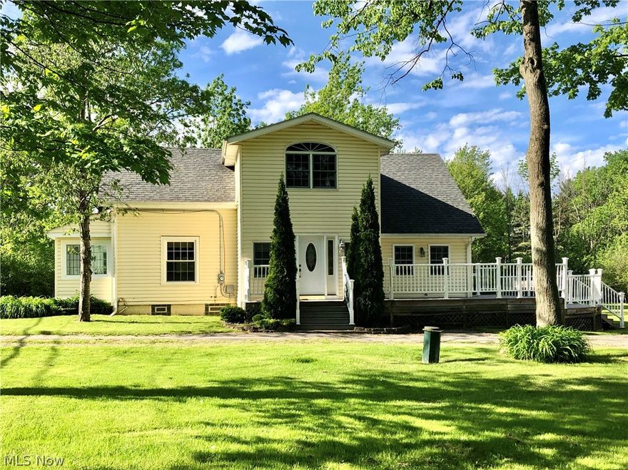 Introducing Updated/Neutral 4 Bedroom, 3 FULL bath Colonial nestled on Country Setting just under 3 acre private wooded lot features Pond & Creek***Horse Property w/Out Buildings*** "A Cook's Delight" newer Maple Kitchen w/Granite Counters, Double Bowl composite sink, built-in Wine Rack, Stainless Appliances STAY~(Refrigerator, not stainless, is Negotiable), Tiled Back Splash, New~Dec. 2019 Stainless Dishwasher, Gorgeous Tiled Floors, Lighted Crown Molding followed by Dinette drenched in natural light with access to composite Deck that sweeps around to Main Entry*Large Family Room w/Newer Tiled Fireplace & access to rear yard *Living Room w/Built-Ins*3 Season Sun Room surrounded by windows* 10 x 6 Main Level FULL Bath w/Newer Floor Tiling, comfort height cabinet/sink* Dining Room accented by Spindle Staircase*Main Level Laundry* 14.5 x 11 Foyer Entry w/French Doors*3 Bedrooms on Upper Level-each of them with Built-Ins & one of them is Vaulted plus 2nd Full Hall Bath w/claw tub, Newer T