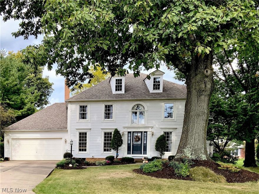 Beautiful Colonial with 4 bedrooms and 2.5 baths located on a Cul-de-sac in desirable St. Ives. As you enter the home, you are welcomed into the spacious foyer situated between the home office and the formal living room. Floor to ceiling windows and built in bookshelves enhance the 1st floor office. Hardwood floors and crown molding throughout foyer, living room and dining room. Enjoy preparing meals in the updated eat-in kitchen with granite countertops, subway tile backsplash, breakfast bar, open kitchen shelving, upgraded appliances, gorgeous lighting, and HORUS kitchen faucet. Kitchen appliances convey - GE Profile Refrigerator, Range w/convection oven, microwave w/convection oven and Bosch dishwasher. 1st floor family room with brick woodburning fireplace and oak mantel has French doors leading to deck and backyard. So much space, this home is perfect for those who love to entertain. Completing the 1st floor are, laundry w/utility sink, cabinets w/granite countertop and ½ bath. Up