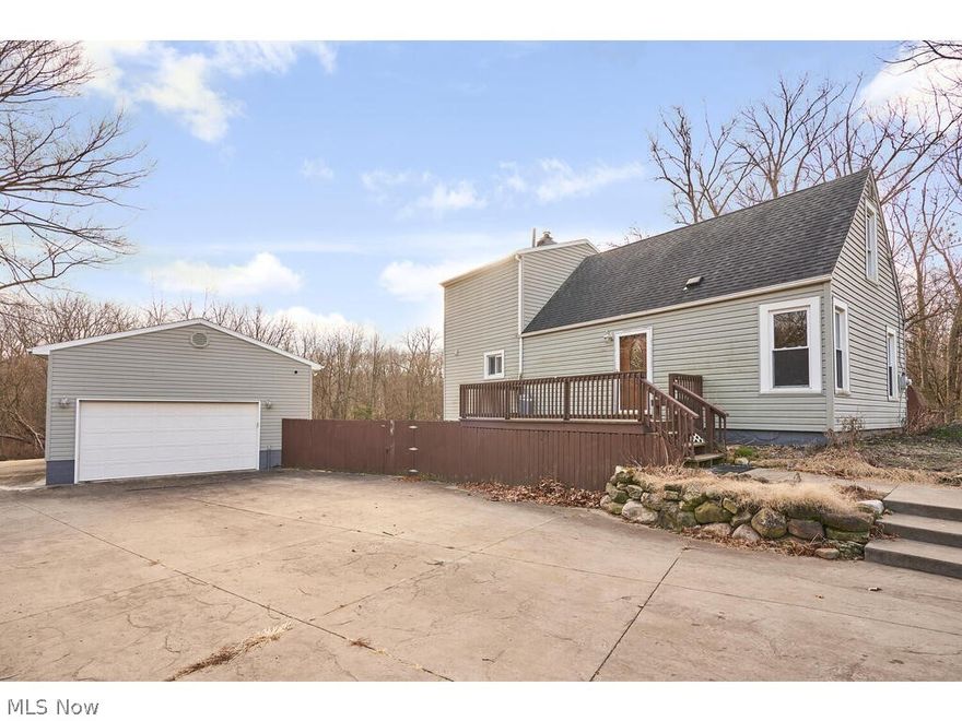 Nice cape with tons of potential. Home sits on a hill overlooking large lot. Basement walks out to in ground pool and large 24x32 insulated garage. Newer stamped concrete driveway. Third bedroom needs finished