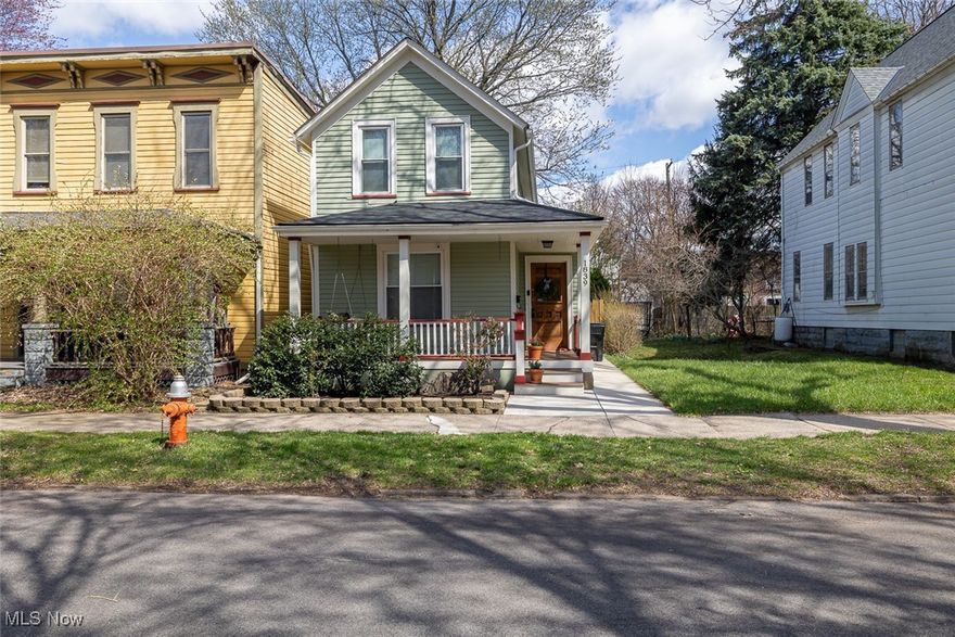 Welcome to this beautifully maintained 2-bedroom, 2-full bath Colonial in the heart of Ohio City! This charming home greets you with an updated wrap-around deck, cozy porch swing, and beautiful landscaping. Upon entering through the foyer, you'll find original wide-plank pine floors, vaulted ceilings, fresh paint, and plenty of natural light streaming through the skylights. The first floor features a living room, dining room, bedroom, library/office, kitchen with stainless steel appliances and pantry. There is also an adorable updated full bath with a Cast-Iron, Claw-Foot Tub. The second floor features a large updated full bathroom with laundry, storage, vaulted ceilings, and skylights! Retreat to the grand 2nd floor primary bedroom featuring pine floors and ample closet space in each closet. The oasis of a backyard offers lovely trees and landscaping, brick pavers, access to the detached one-car garage, as well as privacy and ample room for entertaining and gardening! Don’t miss the opportunity to make it your own!