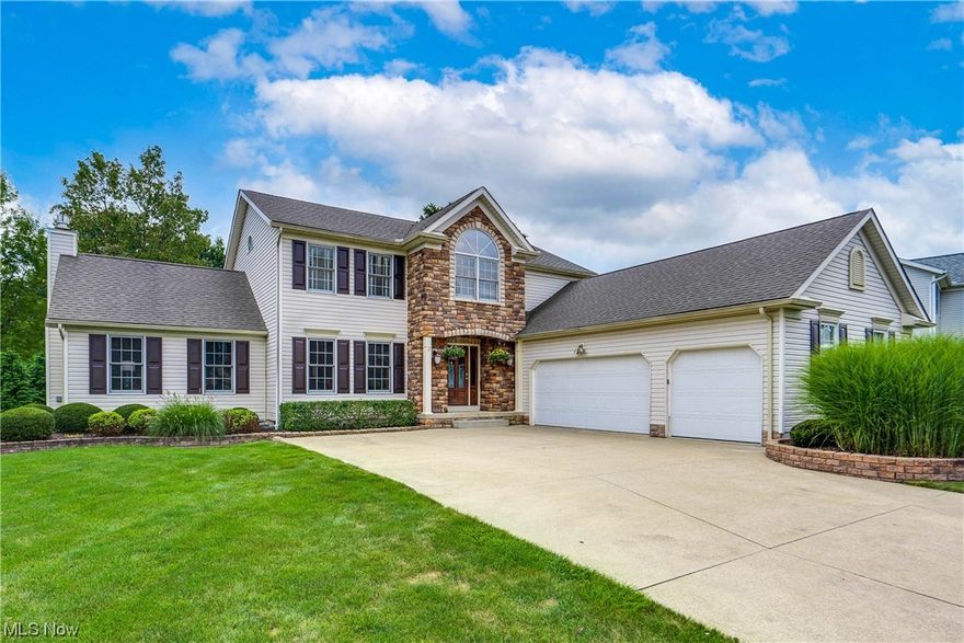 Welcome to your dream home in the highly sought-after Montville Lakes neighborhood, nestled within the prestigious Highland school district. This spacious 5-bedroom residence offers an array of desirable features. The versatile layout includes a convenient first-floor office, which can double as a 5th bedroom, perfect for work-from-home or guest accommodation requirements. Hardwood floors flow throughout the first floor. The heart of the home is the gourmet kitchen, boasting a stunning island with an eat-in bar, mini bar, and two beverage refrigerators and top-of-the-line Wolf and Electrolux stainless steel appliances. The hearth room, open to the kitchen, has a cozy gas fireplace, perfect for intimate gatherings and relaxation. The second floor unveils a remodeled master suite where you'll find a luxurious soaking tub, a tiled shower, double sinks, and heated flooring. Three additional bedrooms grace the second floor, one with its own en-suite bath, offering comfort and convenience for family and guests alike. For the outdoor lover, the hearth room opens to a deck with hot tub and a stamped covered patio and stone fireplace, extending your outdoor living. The 727 sf of finished space in the lower level offers versatility for an office or workout room. The home was updated with a new roof, furnace, A/C, and a partial home remodel in 2011, followed by recent updates in 2020, including a washer/dryer, dishwasher, and water heater. Whole house generator and mounted tv’s stay.