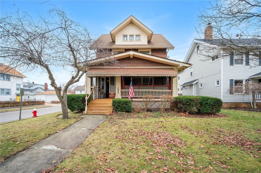 A fantastic renovation opportunity awaits in this classic 3-bedroom Lakewood Colonial, offering over 1,400 square feet of living space, plus a finished third floor. Situated on a desirable corner lot, this home provides the ideal canvas for buyers looking to customize, renovate, or restore a true Lakewood gem. The first floor features a traditional layout with a spacious living room, a sun-filled dining room, and a kitchen ready to be reimagined into your ideal space. Upstairs, you’ll find three bedrooms and a full bathroom, while the finished walk-up attic on the third floor offers endless possibilities—perfect for a home office, bonus living space, playroom, or creative retreat. Enjoy relaxing on the expansive screened-in front porch, or retreat to the private fenced-in backyard, ideal for gardening, entertaining, or play. The large basement provides ample storage, laundry space, and room for projects or future finishing opportunities. A 2-car garage adds valuable convenience—an increasingly rare find in Lakewood. Located on a classic Lakewood street close to parks, schools, shopping, and community amenities, this home offers charm, space, and tremendous potential. Bring your ideas and creativity to unlock everything this Lakewood property has to offer. Home is being sold as-is.