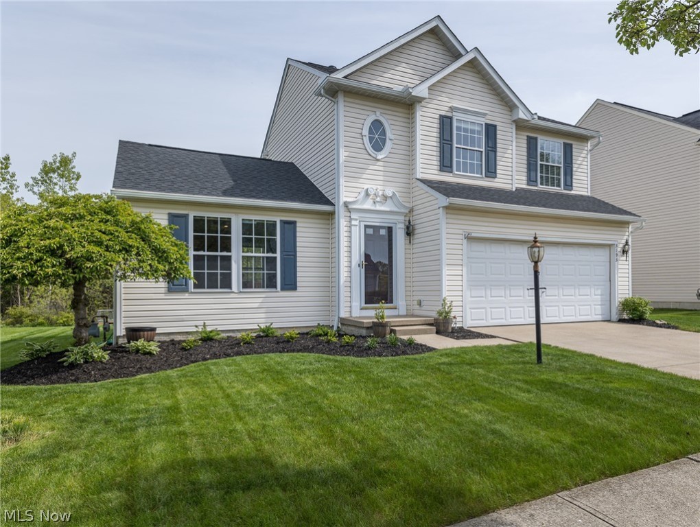 Move right in to this beautifully updated 3 bedroom, 2.5 bathroom Colonial situated on a low-traffic cul de-sac street w/ private wooded backdrop in the Stonehurst neighborhood located in Brunswick Hills Township! Professionally pressure washed exterior & driveway w/ sealer(2021), fresh front landscaping (2021), new roof & gutters(2021) present attractive curb appeal! The foyer w/ modern coat rack opens to the vaulted living room w/ cozy stone fireplace & new skylights(2021). As you continue you will appreciate the new laminate flooring, updated paint colors, light fixtures, door hardware & 7" baseboards throughout the main level! Elegant eat in kitchen with crisp white cabinetry, subway backsplash, included appliances, modern wood shelving & pallet wall accent. The sliding door off the dining area leads to the spacious deck & backyard w/ firepit & private wooded views to enjoy! Updated first floor powder room(2021) & laundry room w/ washer & dryer(2019). Upstairs you will find the own