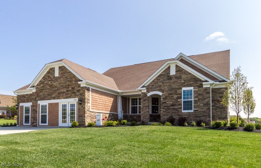 Pulte’s Beautiful Napa Valley Model in the prestigious community of Avalon at Signature of Solon. Open Floor Plan designed for entertaining with a large open Kitchen, Café’ and Family Room. Gourmet Kitchen includes all stainless steel appliances with double ovens, oversized granite island seating and pantry. Hardwood floors flow from the foyer, family room, kitchen, café’ and morning room with a stone floor to ceiling gas fireplace. First Floor master suite with oversized zero entry tile shower, double marble vanity oversized walk-in closet. Laundry, Study/Den, and 2nd bedroom and full bath complete the first floor including a covered porch. Second floor includes loft, 3rd bedroom, bath and walk in closet. Over 1800 Sq. Ft. of finished basement with 9 ft. ceilings and 2 egress windows include a 4th full bath. The Model has many upgrades and sits on a beautifully landscaped corner lot with a 3 car garage. The model also includes all window treatments, wall hangings, mirrors and rugs. La