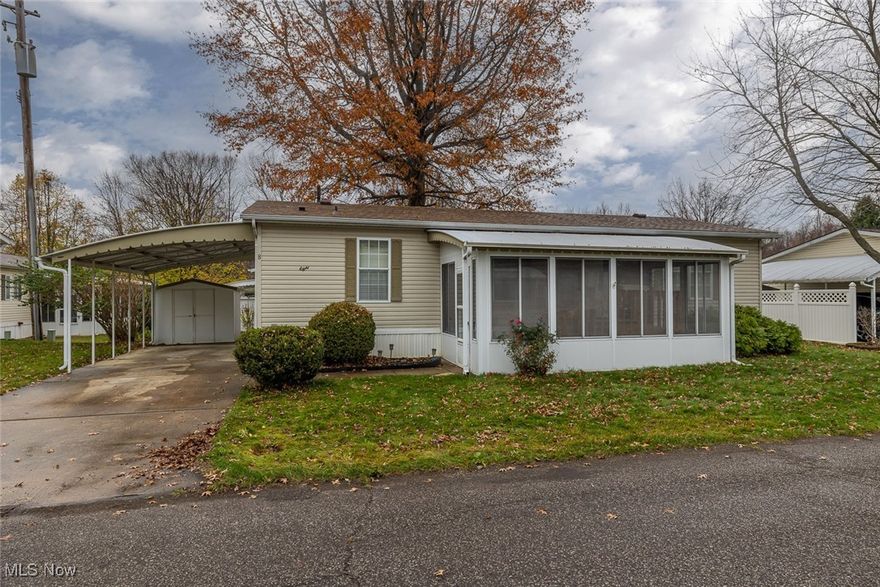 COLUMBIA PARK IS A 55 AND OLDER CONCEPT OF LIVING and is Ohio's Premiere Adult Land Lease Community! Amenities include: Gatehouse managed entrance! On site Shopping Plaza! On site Management! Walking Path/Dog Walking Path! Shuffleboard! Bocce Ball! Library! Crafts, and Social Hall!  WELCOME HOME to this very nicely maintained manufactured home.  This 1994 Schult features 2 bedrooms, 2 baths, formal living and dining rooms, kitchen, laundry area and three season sunroom.  This home offers 1056 Sqft. 
(44 x 24) plus an additional 180 sqft in the enclosure.  Numerous upgrades were recently made.  In September of this year, the roof was replaced, complete tearoff... In November of this year, the home had new carpeting installed, home was power washed and gutters cleaned.  Both bathroom sinks were replaced with porcelain, two new hi-rise toilets were installed and new kitchen faucet and bathroom showerheads.   Home was professionally cleaned as well.  Call today to set up your own personal viewing.