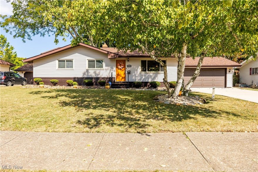 Welcome home! This Olmsted Twp Ranch is just stunning! When you open the door, you will fall in love with the large living room with custom window treatments, vaulted ceilings and plenty of natural light coming from the perfectly placed windows. The vaulted ceilings lead to the dining room and spacious kitchen. You will be inspired to cook in this kitchen for sure! From the beautiful skylight letting in the sunlight to the gorgeous granite countertops and stone backsplash! There is even new stainless steel appliances! The linen closet in the hallway leading to the bedrooms will catch your eye with the adorable custom made door and even a laundry chute. The 3 bedrooms are good sized with ample closet storage. The lower level offers a finished space perfect for a game room or a kid's getaway! There are 2 very organized storage rooms, a utility and laundry room along with an additional full bathroom! The outdoor living in this home is phenomenal! From the huge yard being fully fenced to extended covered patio with lighting, pool, fire pit with wood stand and more! The home includes a 1 year America's Preferred Home Warranty as well! Refrigerator, Range, Dishwasher (2024). Interior Paint (2024). Exterior Doors - Front and Back (2023). Garage Door (2019). Chimney Work (2019). LVP Flooring (2020). Roof (2019). Skylights (2019). Hot Water Tank (2019). Central Air (2014). Windows (2015). Glassblock Windows (2015). Leaf Filter System (2015).