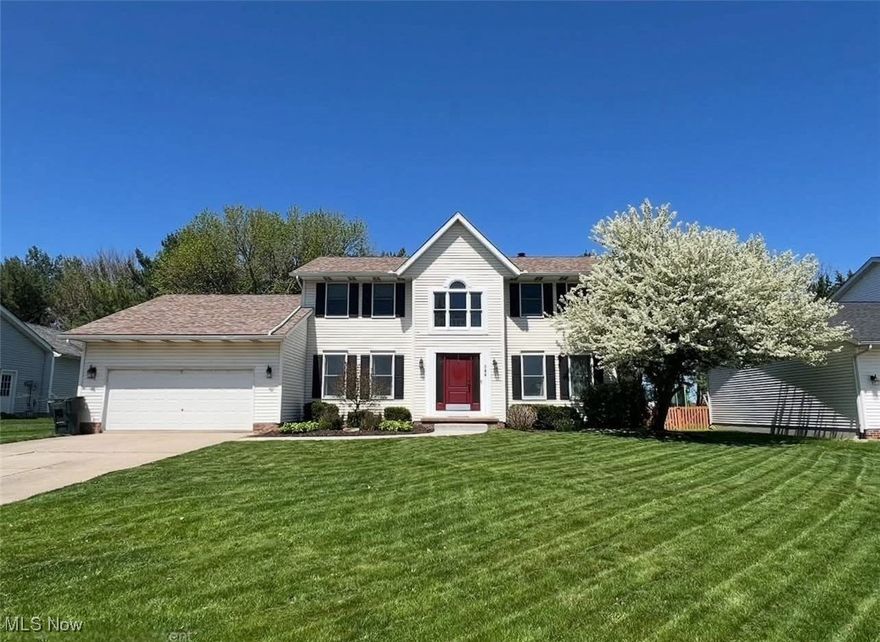 Beautiful, warm and welcoming 3 bedroom 2.5 bath Colonial in Wadsworth Ohio. Gorgeous wood flooring in the foyer, dining room and living room area. Warm and inviting kitchen with plenty of counter and storage space. Computer desk area, stainless steel appliances, gas stove and all appliances stay. Large kitchen Breakfast area plus a formal dining room. Great for entertaining or hosting a holiday gatherings. Beautiful oak throughout and Anderson windows give this home the feel you're looking for. Vaulted master suite with newly remodeled master bath. Remodeled full bath with skylight, 2 adorable large bedrooms. Finished basement area with potential for 4th bedroom, recreation area and plenty of storage. 2-3 car tandem garage with doors leading to the back yard area. Enjoy the summer evening on the new cement patio. Perfect for hosting outdoor gatherings. Updates include, new roof, fresh paint throughout, new AC unit, new furnace, new water heater