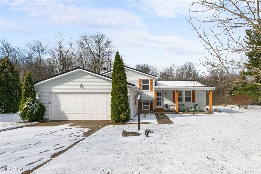 Be the first to show this move-in ready property has been thoughtfully updated from top to bottom and truly shows pride of ownership. Enjoy updated flooring throughout, newer carpet, and fresh paint that gives the home a bright, modern feel. The kitchen (with a huge island and soft close cabinets) has been completely redone and features newer stainless steel appliances (stove is gas but has electrical plug still), making it both stylish and functional. Three ample bedrooms upstairs provide plenty of space for the new buyer. Both bathrooms have also been totally renovated with updated finishes. Downstairs is a generously wide open living area with a fireplace, full bath and garage access. Major improvements include a durable metal roof, HVAC system, and gutters, offering peace of mind for years to come. Located on a quiet cul-de-sac, this home combines quality updates with a great location right next to Hudson. The property features a secluded back yard surrounded by woods and a shed for extra storage. The seller has installed a BBQ grill gas line in the back for new buyers' use. The garage is expansive and can fit two larger cars. Come make this special property your new home.