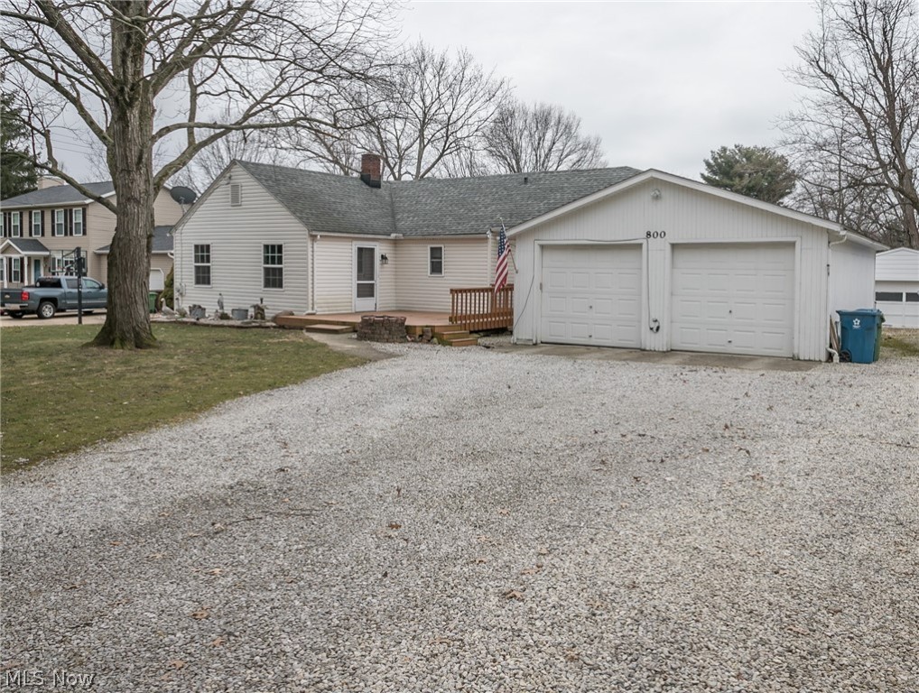 A one of a kind Tallmadge ranch with up to 6 garage spaces!! The huge attached garage could fit 4 cars, with a detached 2 car garage that could be anything your imagination can create. This large, open home boasts 1856 square feet, with a huge Family room with cathedral ceilings. There is a master suite with large walk in closet. The formal living room could also make a 4th bedroom. The oversized basement is ready to be finished, and would still have tons of storage space. All of this on a wonderful 1/2 + Tallmadge lot.