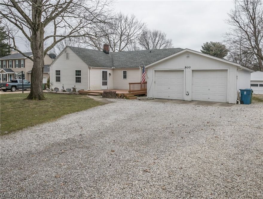 A one of a kind Tallmadge ranch with up to 6 garage spaces!!  The huge attached garage could fit 4 cars, with a detached 2 car garage that could be anything your imagination can create.  This large, open home boasts 1856 square feet, with a huge Family room with cathedral ceilings.  There is a master suite with large walk in closet.  The formal living room could also make a 4th bedroom.  The oversized basement is ready to be finished, and would still have tons of storage space.  All of this on a wonderful 1/2 + Tallmadge lot.