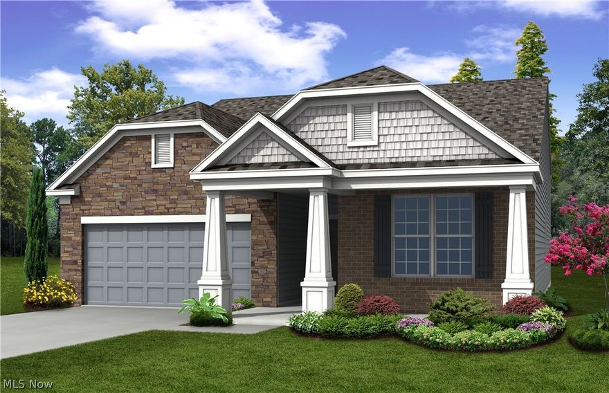 To Be Built New Construction Home. One of the last opportunities to build a new consumer-inspired design with impressive layouts for ease of living in Ohio’s only Del Webb.  The Ascend offers an incredible view of the Prairie Lodge from your front porch with the privacy of greenspace and trees in your backyard.  Inside hardwood floors lead you from the foyer to the kitchen and gathering room which opens up to a four season sunroom.   Two bedrooms, a den and an additional room for storage or hobbies gives you all of the space you need to live comfortably on one floor.  Your Owner’s suite includes a private bath and large walk-in closet.  Also, features extra storage in the garage with a 4’ extension. Enjoy the resort style living at Pioneer Ridge, unlike anything else you will find in Northeast Ohio. Walk across the street to the 14,500 sq ft Prairie Lodge, which offers an indoor pool, outdoor pool, pickleball courts, tennis courts, bocce ball, fitness center and activity room, a full t