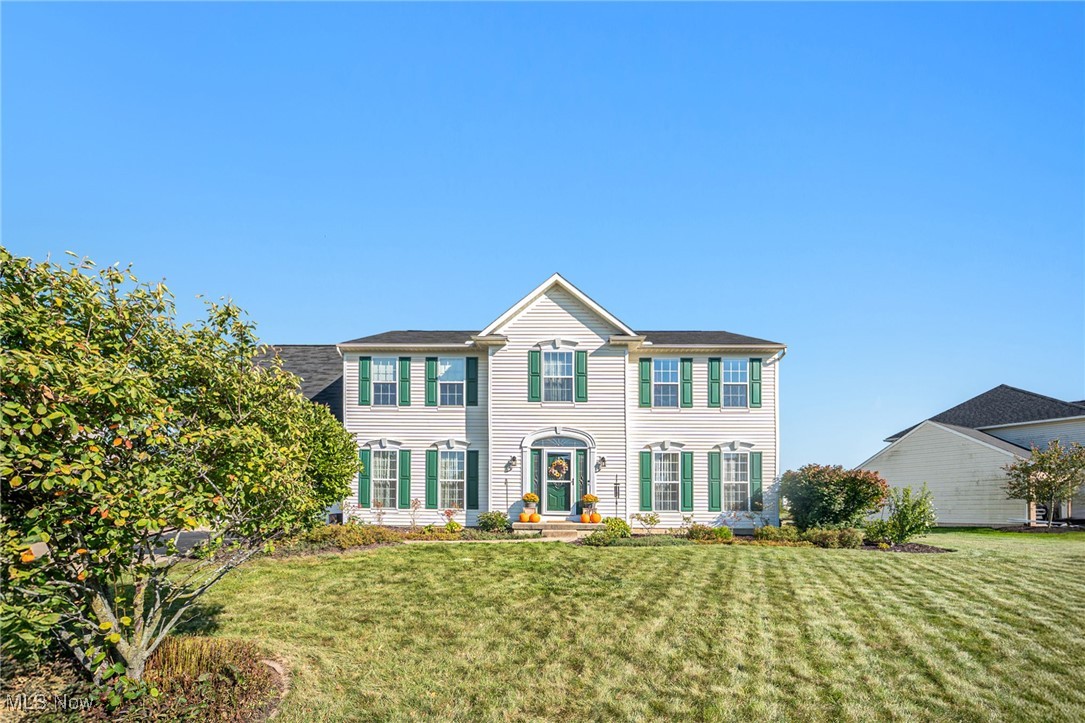 Welcome to this spacious 5-bedroom, 2.5-bathroom home located in the desirable Meadow Lakes community of North Ridgeville. This property has been owned by one owner since it was built, offering consistent care and maintenance throughout the years. Situated on a 23,526 sq ft lot with wide frontage and a west-side pond view, the home provides scenic surroundings and beautiful sunrises from the back of the property. The main level includes a gourmet kitchen with quartz countertops, an extended island, and a morning room, along with 9 ft ceilings that create an open and spacious feel. Updated appliances will remain with the home. The living areas feature fresh carpet, and recent mechanical updates include a full roof replaced in 2024, HVAC system replaced in 2022, sump pump replaced in spring 2025 with a Watchdog battery backup, replaced in April 2025, and security cameras. Upstairs, all five bedrooms are generously sized, providing flexibility for household needs. The lower level offers a 75% finished basement with a bathroom rough-in already in place, creating additional living space and the option for a future bathroom. The home has 3,260 sq ft of living space, offering ample room for families or entertaining. This property is one of the few true 5-bedroom homes in Meadow Lakes, making it a unique opportunity in the neighborhood. Nearby amenities include Sandy Ridge Reservation, as well as convenient access to shopping, dining, and major highways.