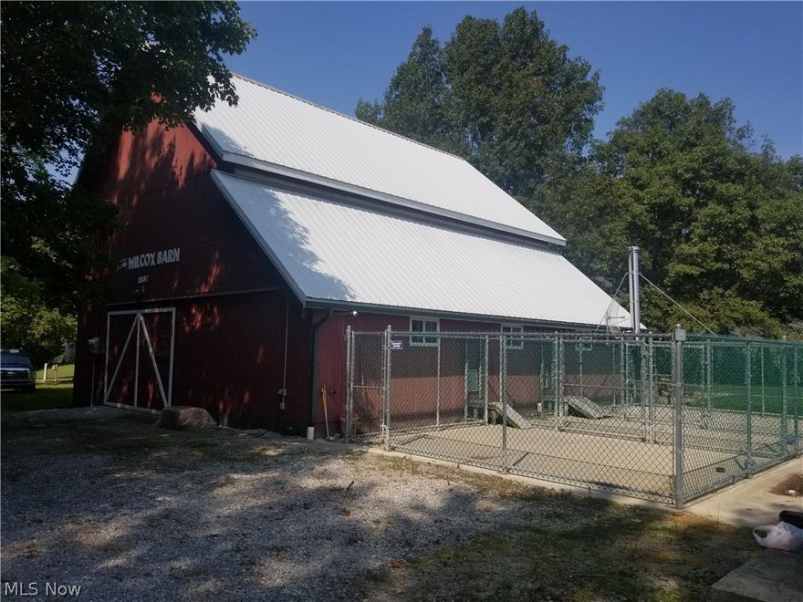 Unique Property - Recreation Land! This 43 acres of land includes woods, stream, hunting area, septic in to build a 3 bedroom home. 32 acres of natural habitat (10 acres warm season grass, 16 acre crops and 5 acre wind break, 8 acre woods, 1.5 acre current owner has an ODNR dog training permit for 8 years bird dog training. Approx. 150 - 200 pheasants residing in grassy area. 1887 barn renovated in 2009 with part concrete and pavers. 40 x 12 indoor kennel with outside access to 40 x 20 kennel. The barn is partially heated with gas radiant heat and wood burner 20 x 20 log structure, constructed with solid natural dried oak logs. Cabin has Anderson windows, full kitchen with appliances, bath, hot water floor heating and standing seam roof.