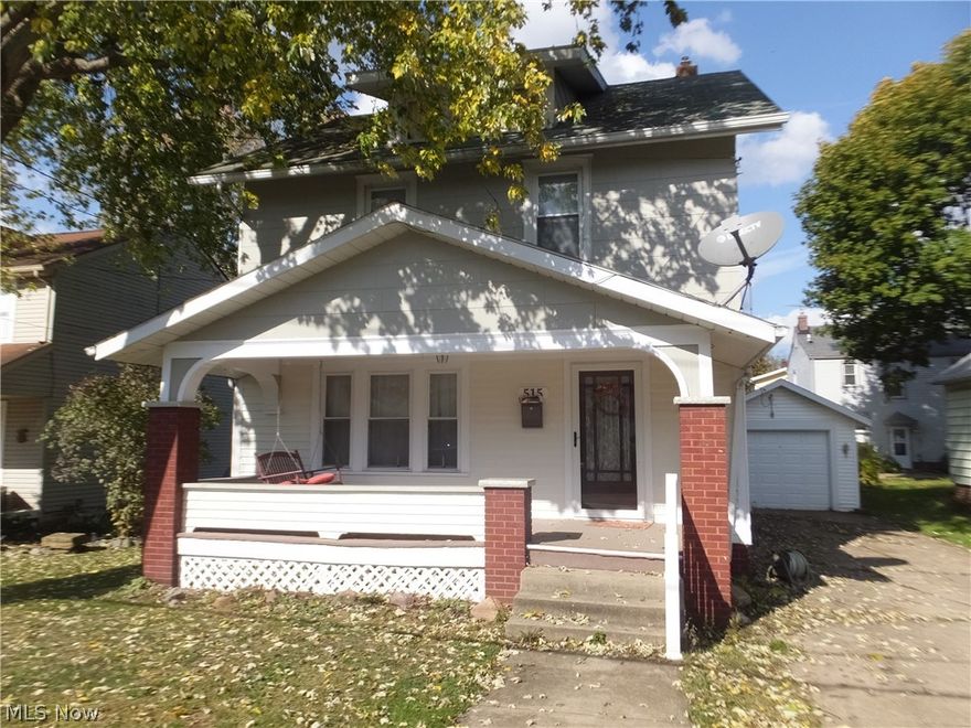 Two story home with front porch, 3 bedrooms and breakfast nook of kitchen. Formal dining room and large 3rd floor attic. High effiency furnace and central air. Large rear yard.