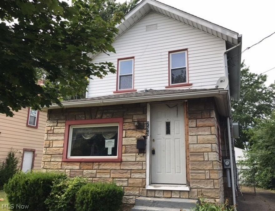 Great starter home or investment opportunity. Some rooms need more work then others, Enclosed front porch expands living room, dining room with built ins, kitchen with eat in area, 2 bedroom, one bath home with tons of potential. Full basement. Nice 2 car garage with fenced in back yard and paved drive way.  Home is close to schools, easy highway access. Property is being sold AS-IS with out warranty or guarantee, seller will not make any repairs.