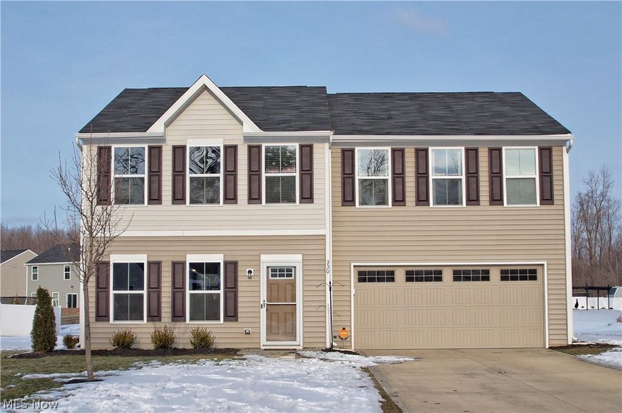 Welcome to this spacious and move-in ready Colonial located on over .32-acre cul-de-sac property in the Madison Preserve community. Conveniently located near I-90, East End Lake County YMCA, wineries, parks, shopping, restaurants and many other local attractions. This newly built home features an open floor plan, 4 bedrooms, 2.5 baths, eat-in kitchen with center island and stainless steel appliances, 1st-floor office, 2nd-floor laundry, 2-car attached garage, and an extra large yard. (The property size is one of the largest in the community.) The owners suite features a walk-in closet and en-suite bath with double vanity and stand-up shower. Two of the other bedrooms also have walk-in closets. Since purchasing owners have completed many improvements including: added landscaping, installed a wireless smart home security system, added a utility sink, installed new barn sink in kitchen, upgraded light fixtures, finished drywall in garage, painted and textured ceiling in garage, painted th